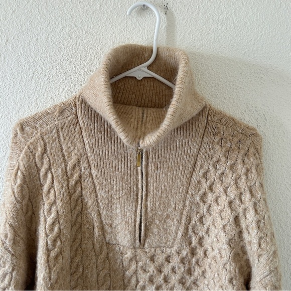 Abercrombie & Fitch Knit Pop Over 1/3 Zip Sweater Women’s XSmall Beige Cozy - Picture 7 of 11